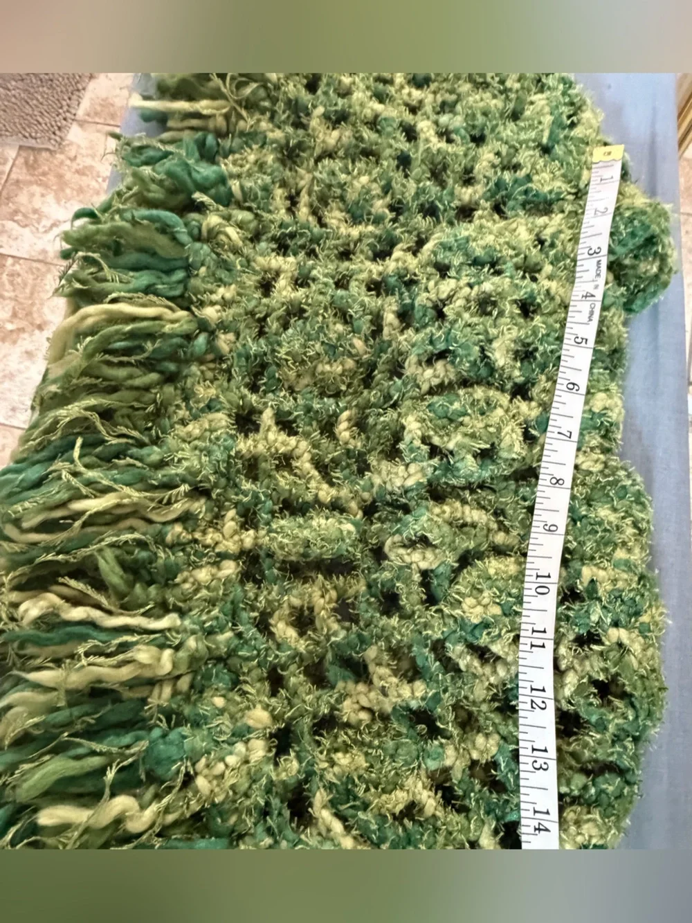 Handmade green fuzzy
